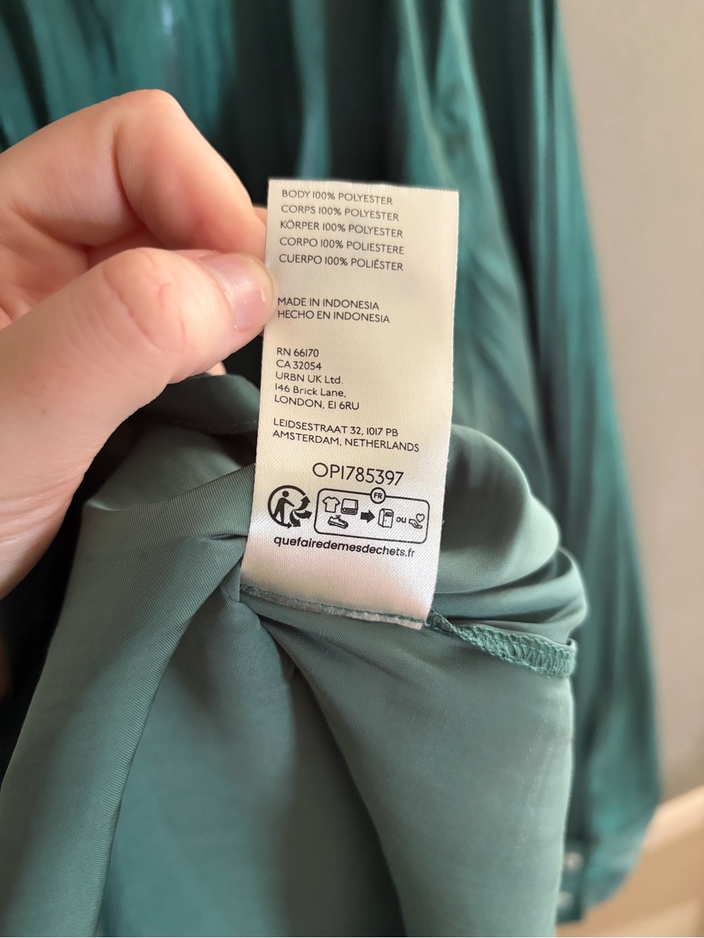 Button-Front Satin Blouse in Teal - Picture 8 of 13